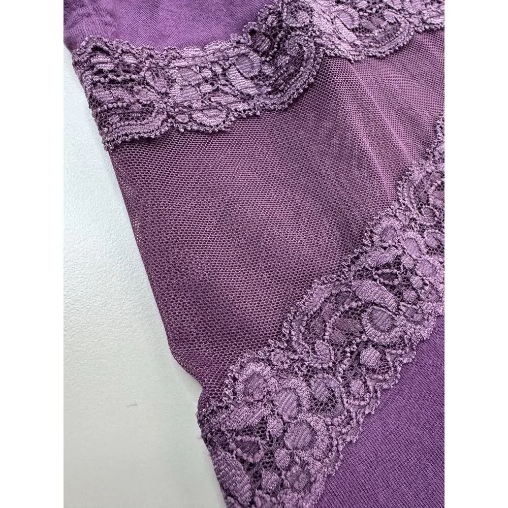 Adore Me Women’s Babydoll Slip Dress XL Purple Mesh Lace Y2K Floral Retro Slinky - Picture 10 of 15